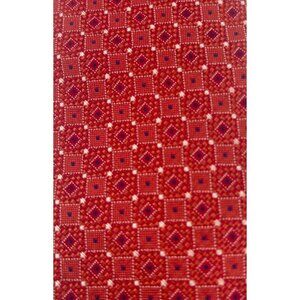 Tommy Hilfiger Mens Tie Red Geometric Pattern 100% Silk Hand Made In USA